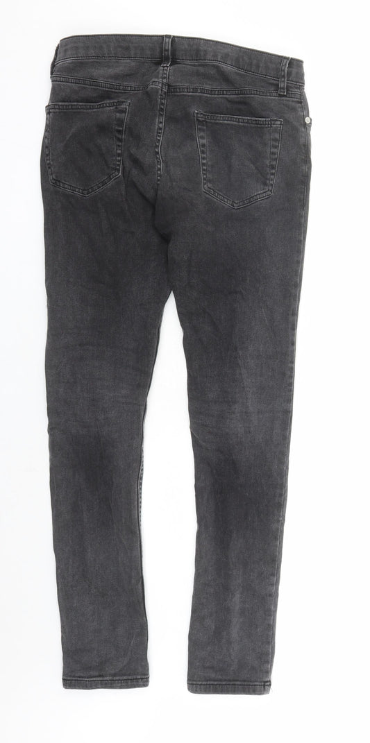 Topman Mens Grey Cotton Skinny Jeans Size 30 in L30 in Regular Buckle