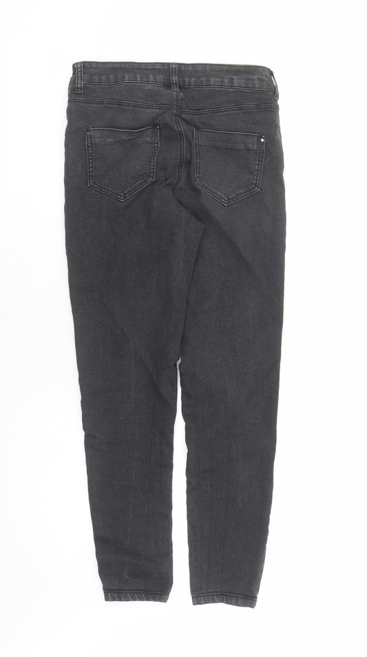 Dorothy Perkins Womens Black Cotton Skinny Jeans Size 8 L26 in Regular Zip - Glitter