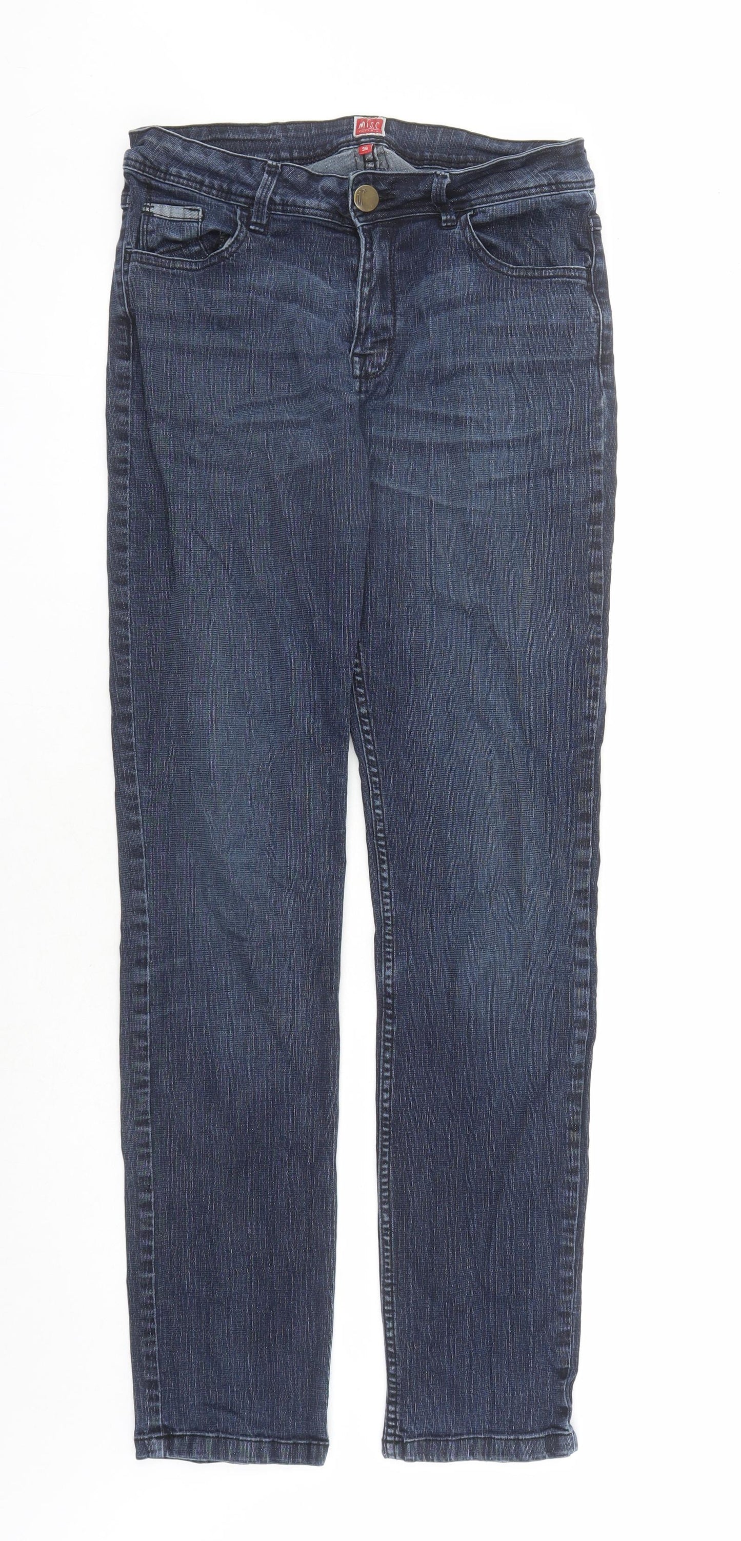 Miss Captain Womens Blue Cotton Straight Jeans Size 30 in L31 in Regular Zip