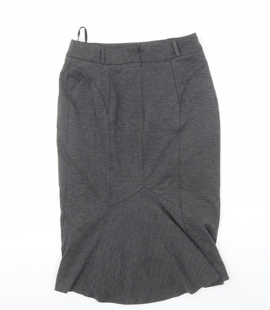 South Womens Grey Polyester Straight & Pencil Skirt Size 10 Zip