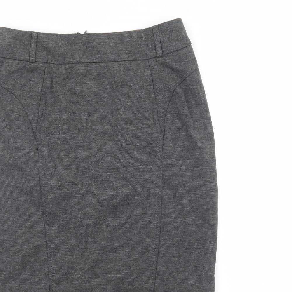 South Womens Grey Polyester Straight & Pencil Skirt Size 10 Zip