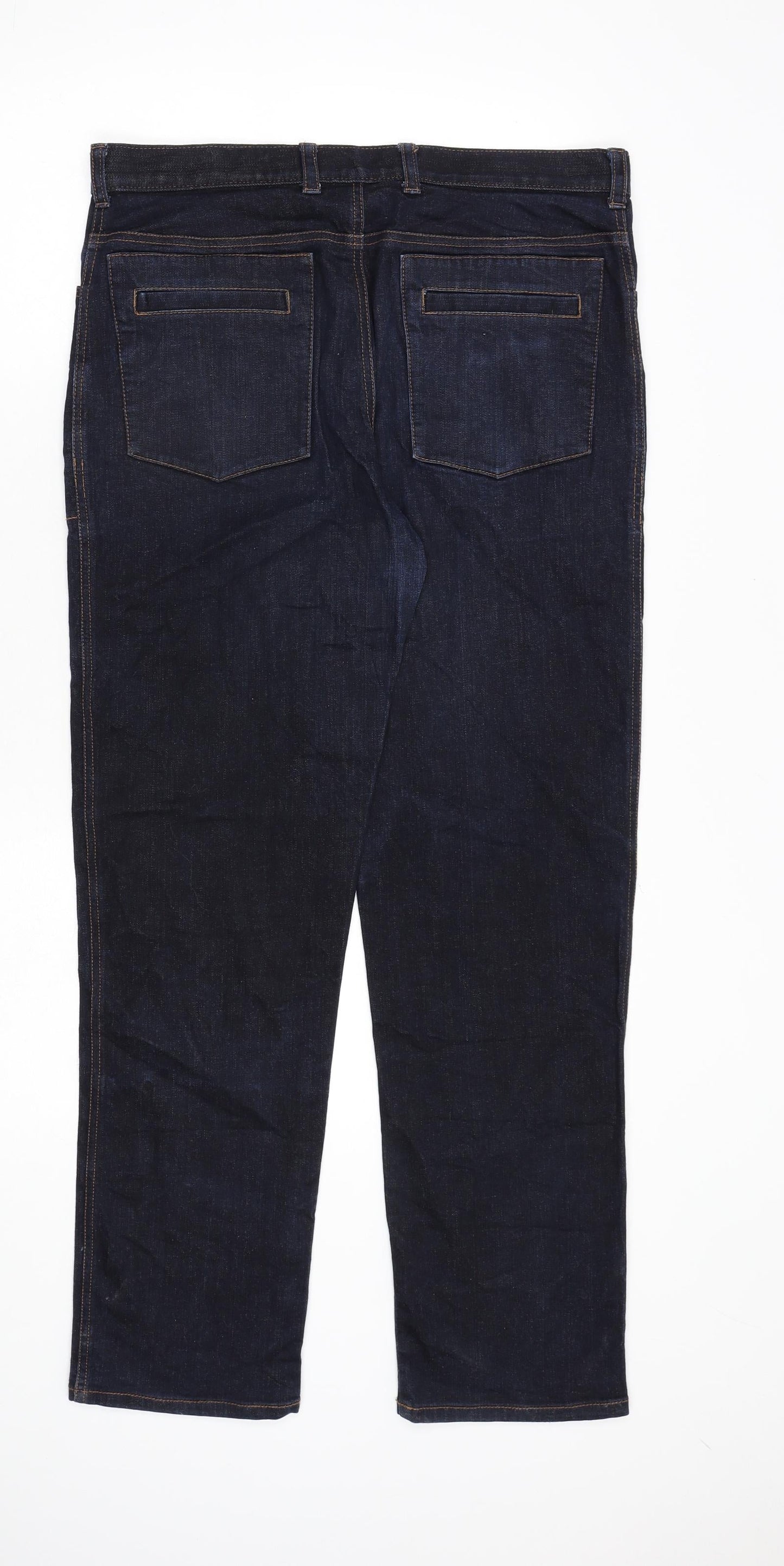 Mandatory Mens Blue Cotton Straight Jeans Size 34 in L30 in Regular Zip