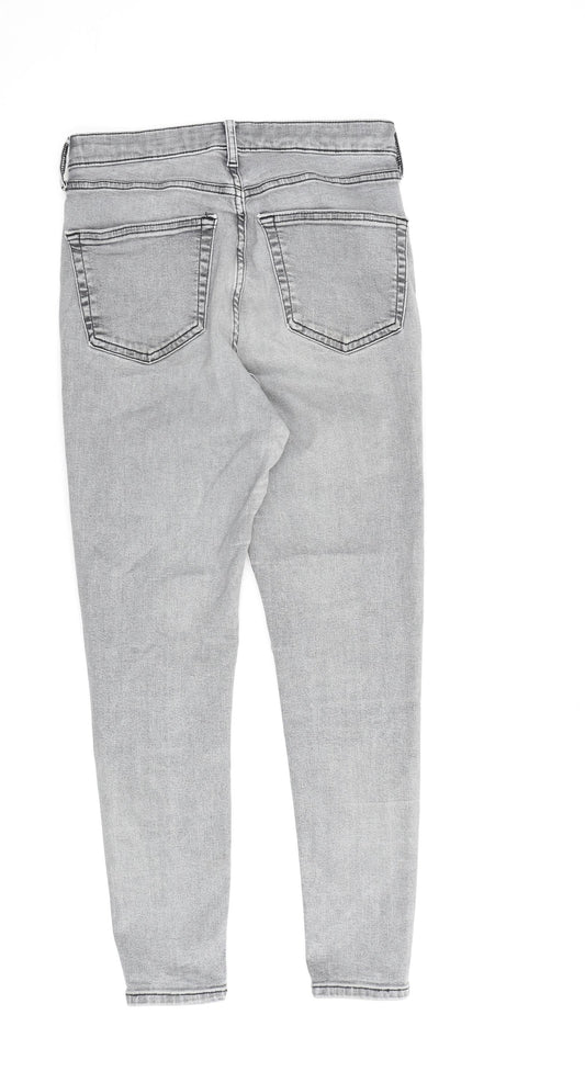 Topshop Womens Grey Cotton Straight Jeans Size 28 in L30 in Regular Zip