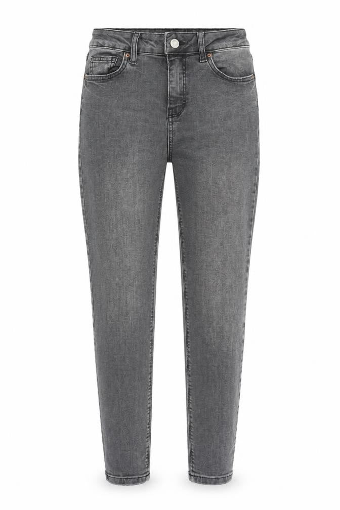 Front view of Denim & Co. women’s grey cotton straight jeans, size UK 8, 26-inch leg regular zip