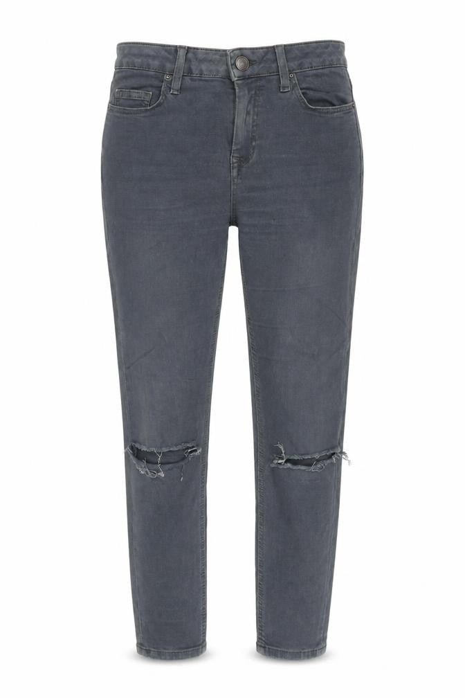 Topshop Womens Grey Cotton Mom Jeans Size 26 in L28 in Regular Zip