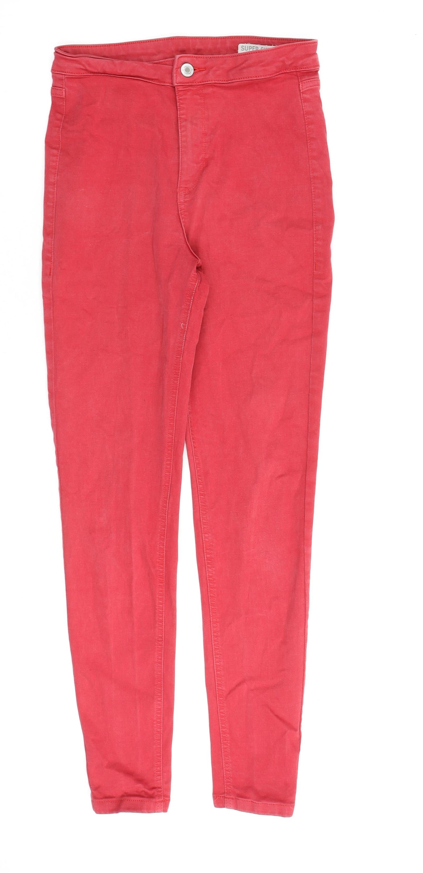 Marks and Spencer Womens Red Cotton Skinny Jeans Size 10 L31 in Regular Zip