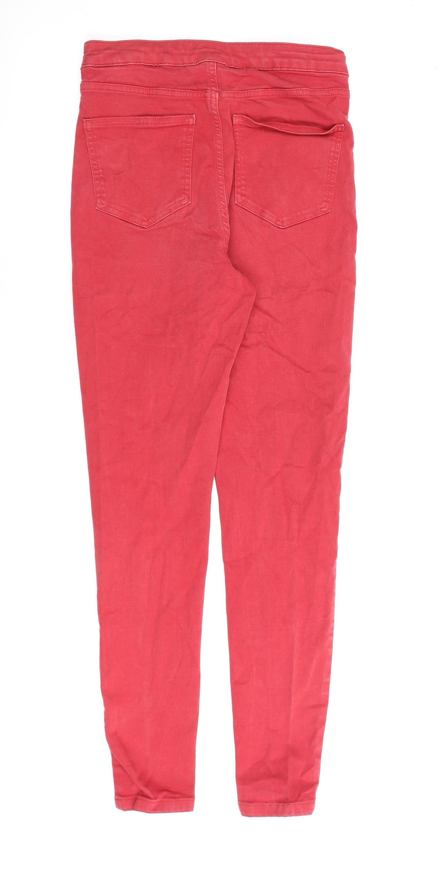 Marks and Spencer Womens Red Cotton Skinny Jeans Size 10 L31 in Regular Zip