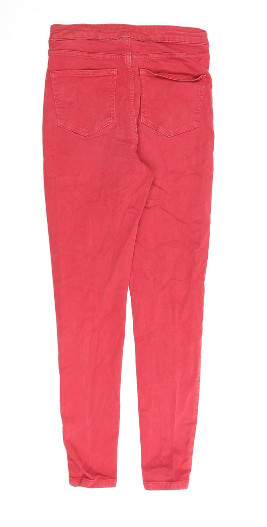 Marks and Spencer Womens Red Cotton Skinny Jeans Size 10 L31 in Regular Zip