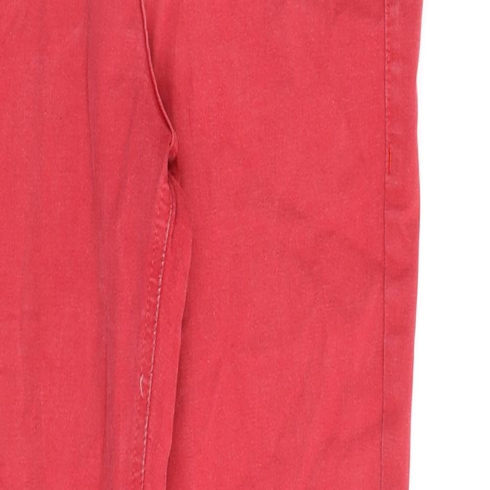 Marks and Spencer Womens Red Cotton Skinny Jeans Size 10 L31 in Regular Zip