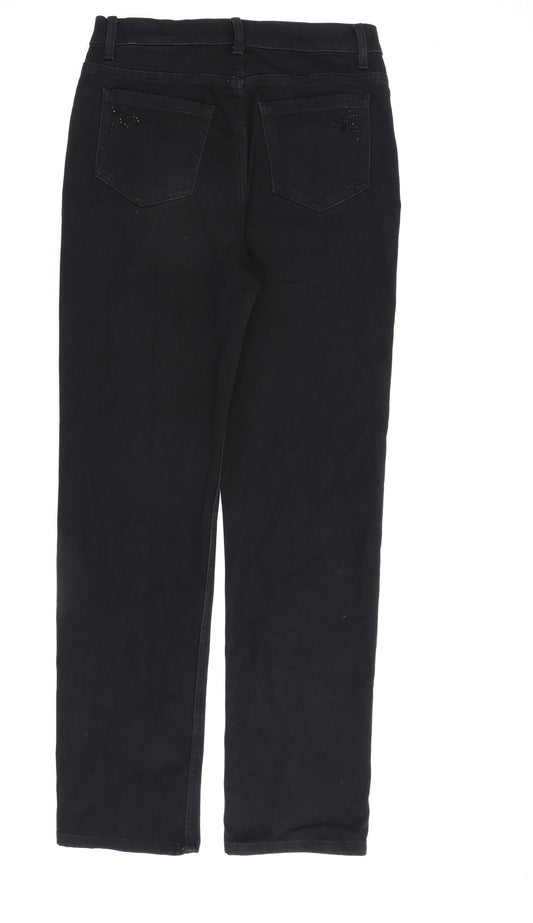 Marks and Spencer Womens Black Cotton Skinny Jeans Size 10 L30 in Regular Zip