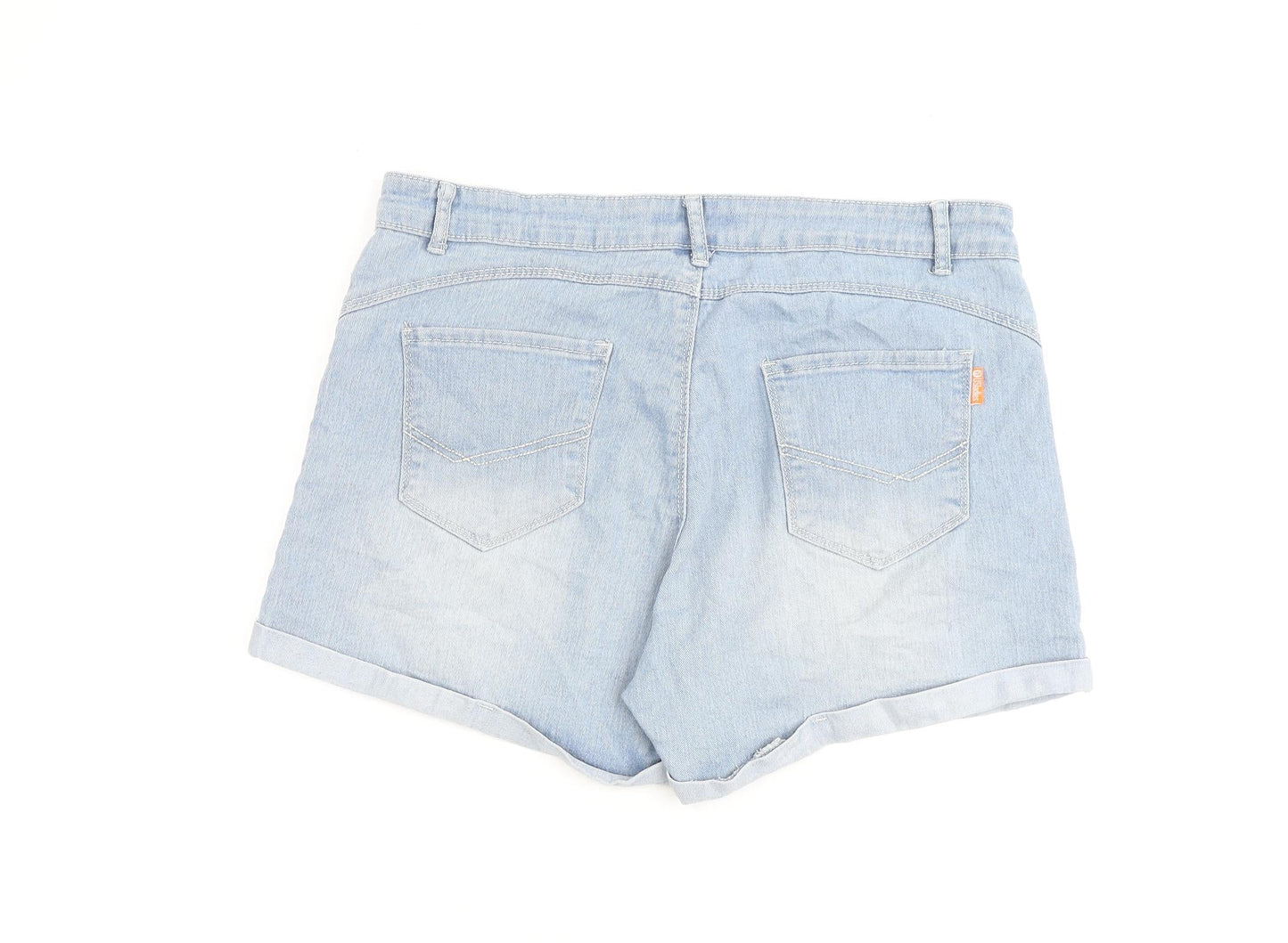 US Ladies Womens Blue Cotton Basic Shorts Size 34 in L3 in Regular Zip