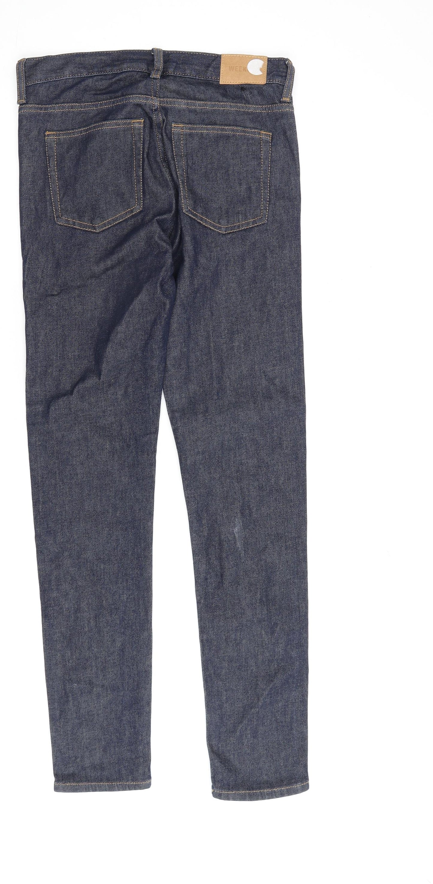 Weekday Womens Blue Cotton Straight Jeans Size 27 in L30 in Regular Zip
