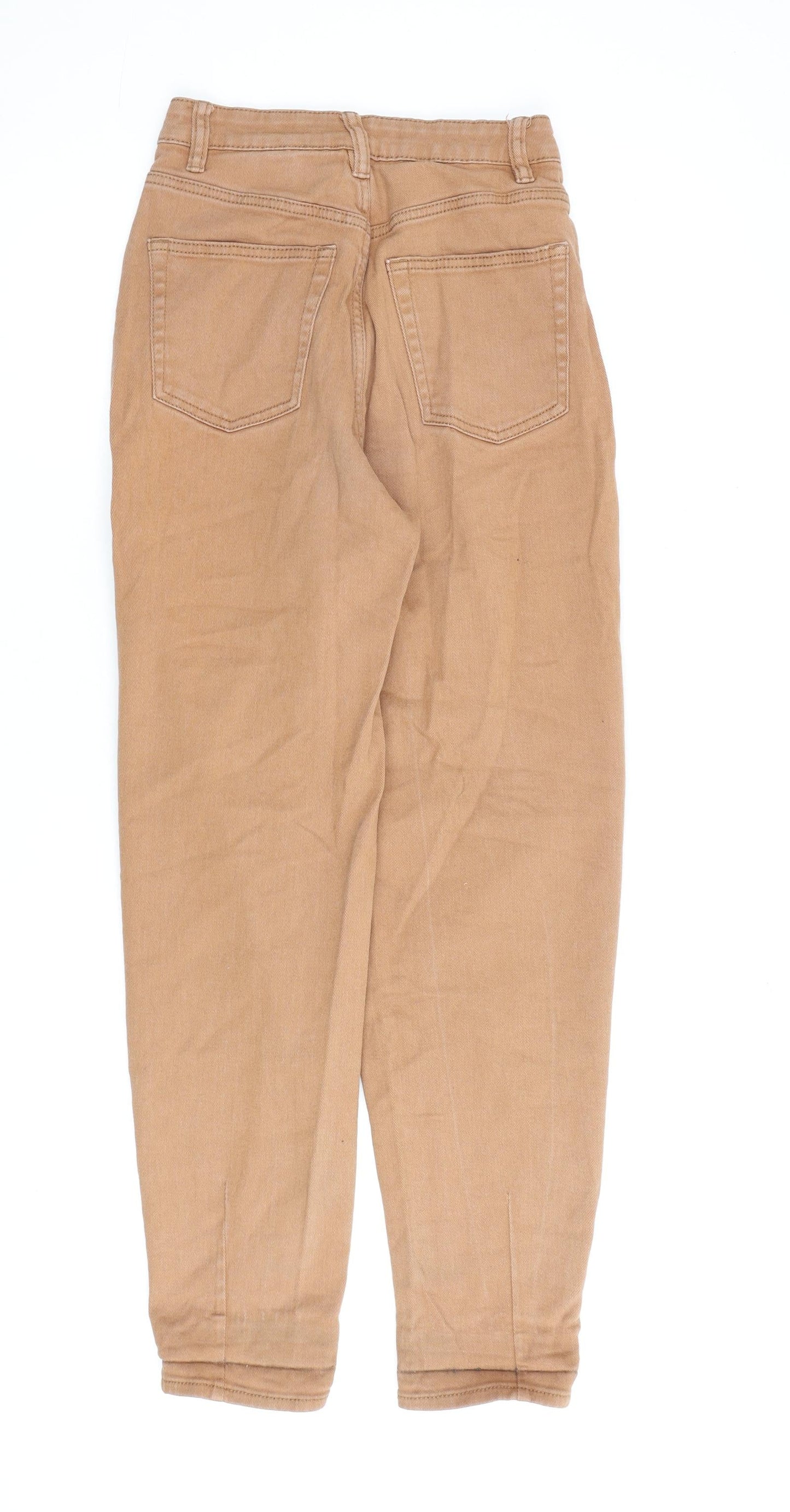 H&M Womens Brown Cotton Mom Jeans Size 8 L28 in Regular Zip