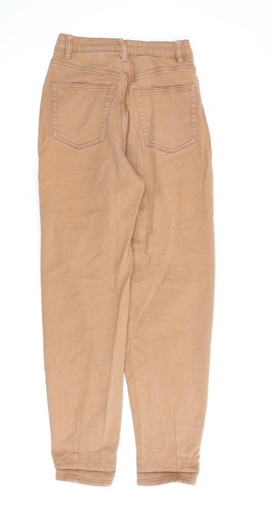 H&M Womens Brown Cotton Mom Jeans Size 8 L28 in Regular Zip