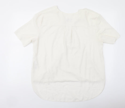 ASOS Womens Ivory Polyester Basic Blouse Size 14 V-Neck