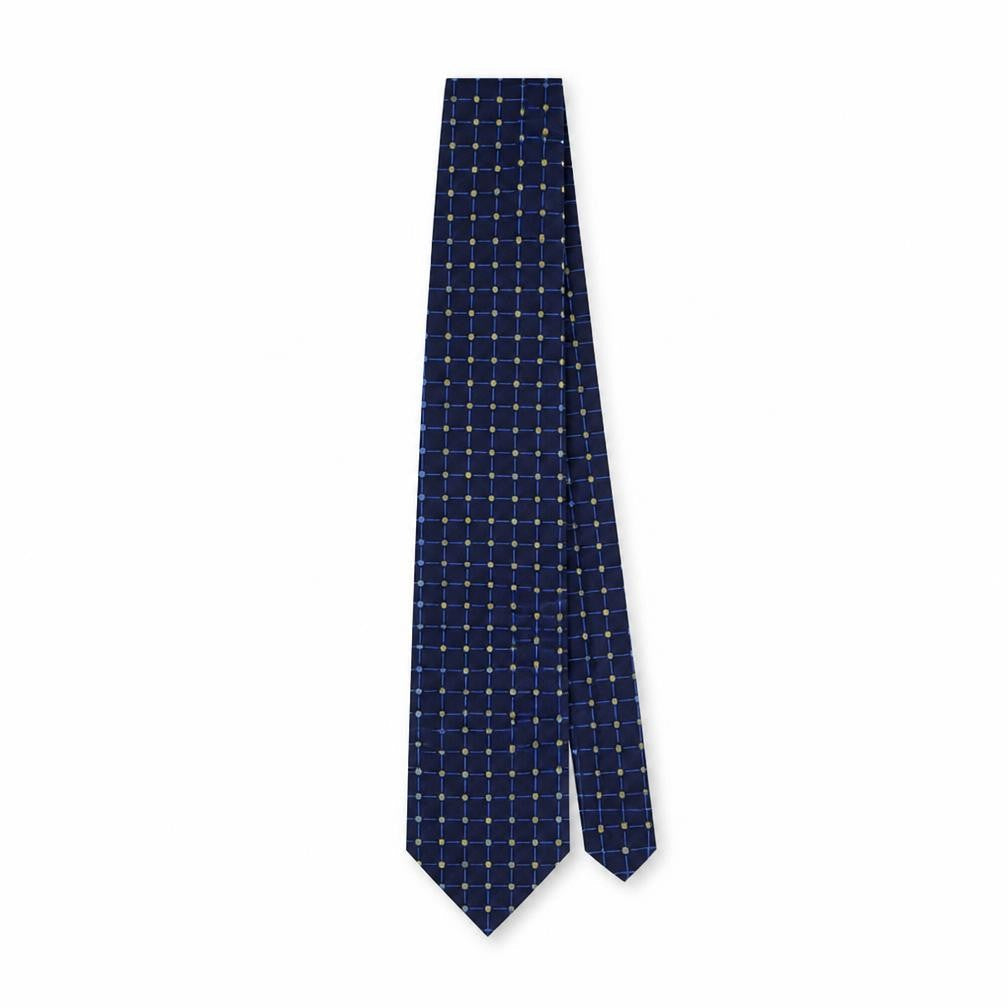 Marks and Spencer Mens Blue Plaids & Checks Polyester Pointed Tie One Size
