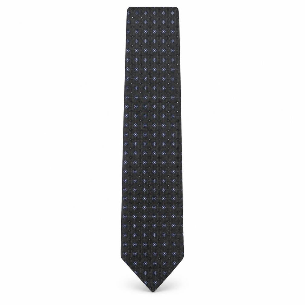 William Hunt Mens Black Geometric Silk Pointed Tie One Size