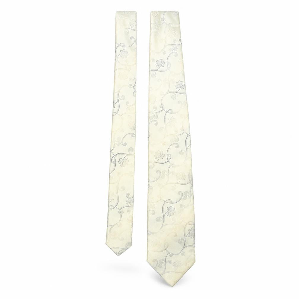 Bäumler Baumer Mens Beige Geometric Silk Pointed Tie One Size - Floral Swirl