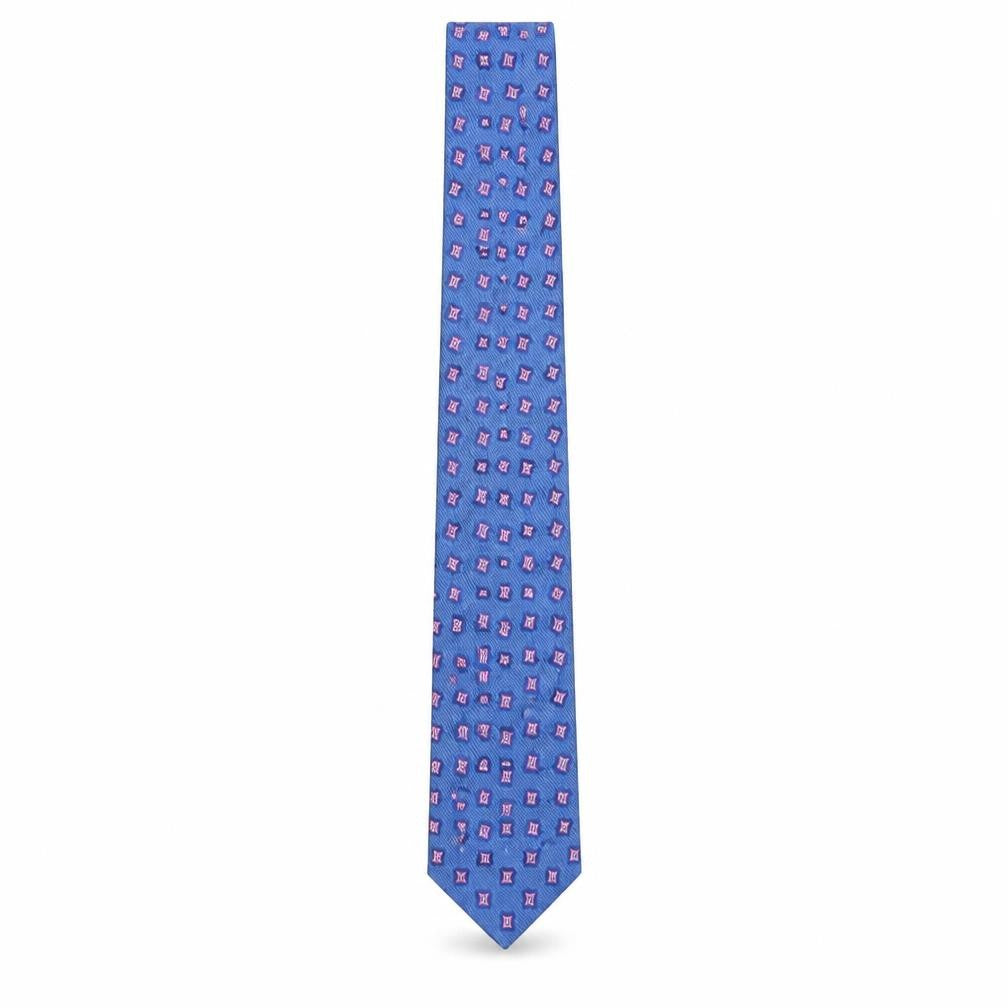 Davis & Oliver Mens Blue Geometric Silk Pointed Tie One Size