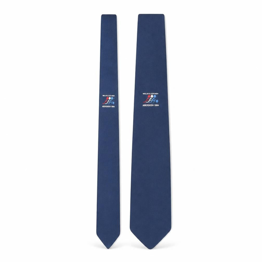 Gelfer PLC Mens Blue Polyester Pointed Tie One Size - World Bowls Championships Aberdeen 1984