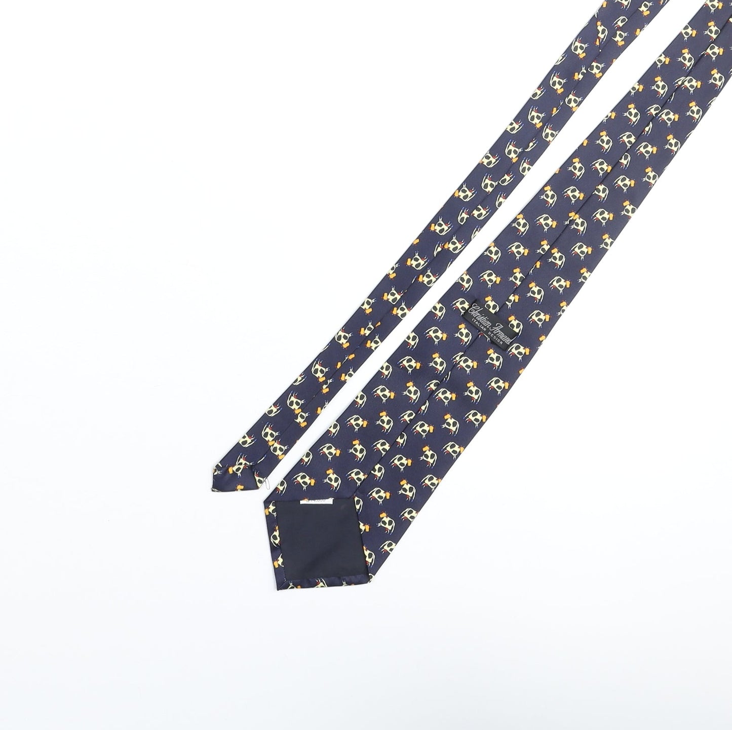 Christian Armand Mens Blue Geometric Silk Pointed Tie One Size - Cow Print