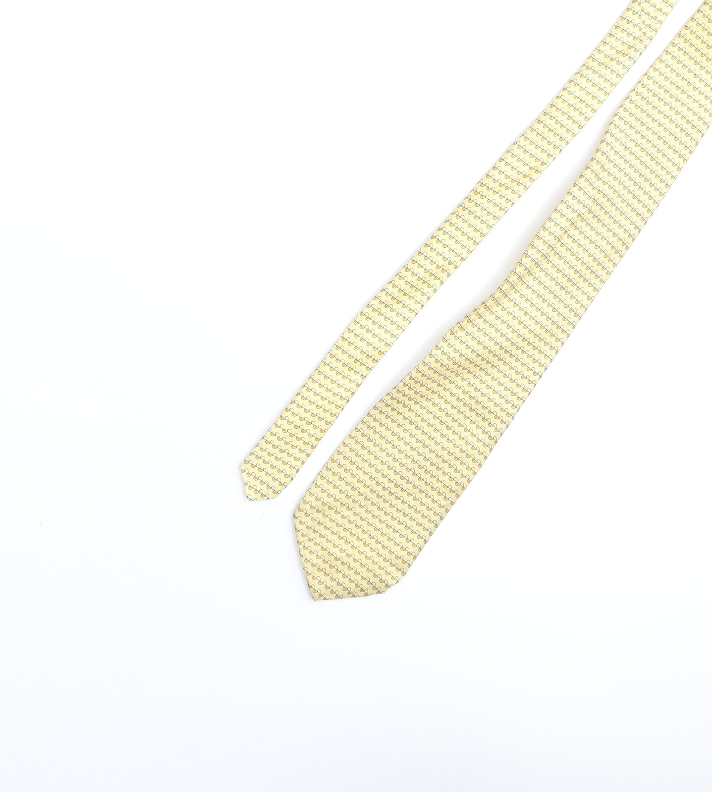 Sebastian Andrew Mens Yellow Geometric Silk Pointed Tie One Size