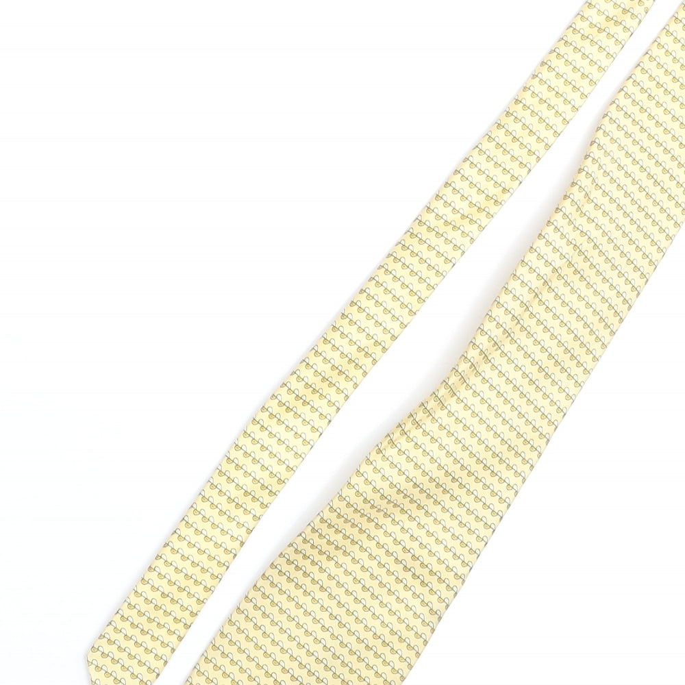Sebastian Andrew Mens Yellow Geometric Silk Pointed Tie One Size