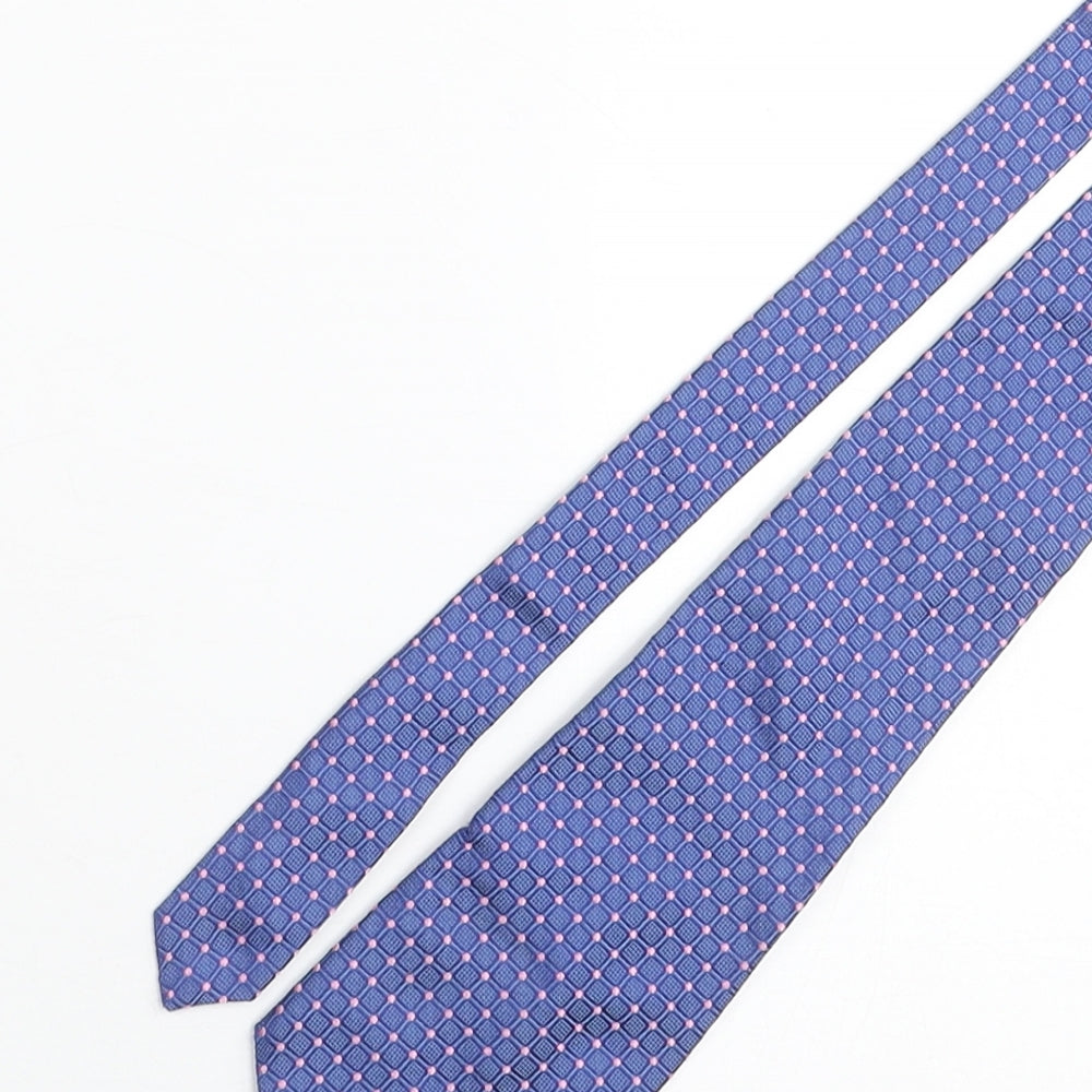 Osborne Mens Blue Plaids & Checks Silk Pointed Tie One Size