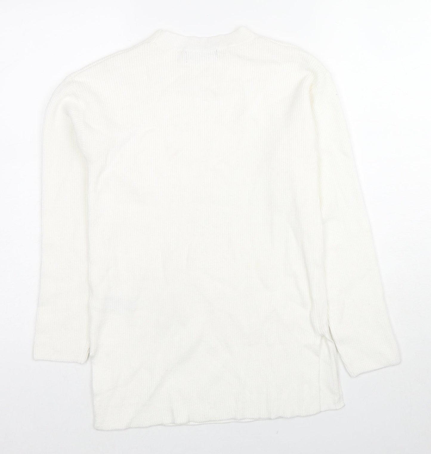 Marks and Spencer Womens White Round Neck Viscose Pullover Jumper Size S