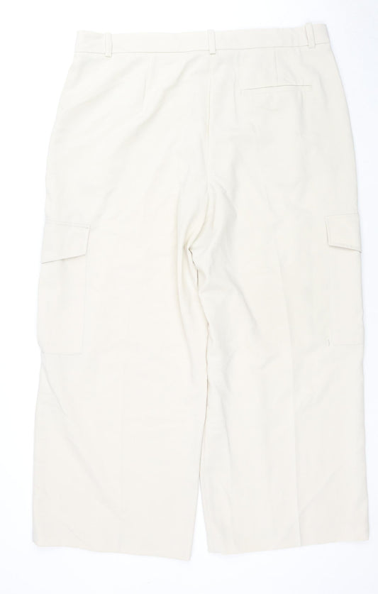 Marks and Spencer Womens Beige Polyester Trousers Size 20 L28 in Regular Zip