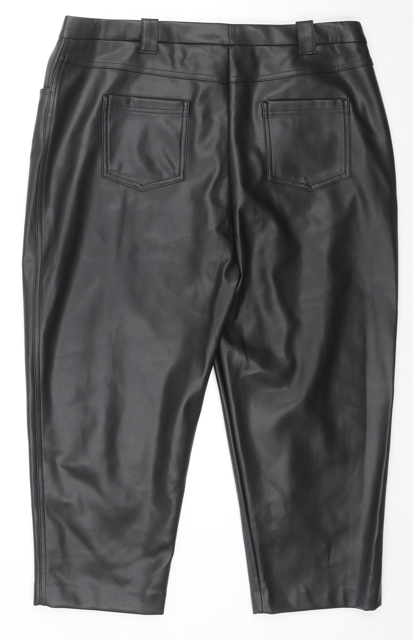 Marks and Spencer Womens Black Polyester Trousers Size 20 L23 in Regular Zip