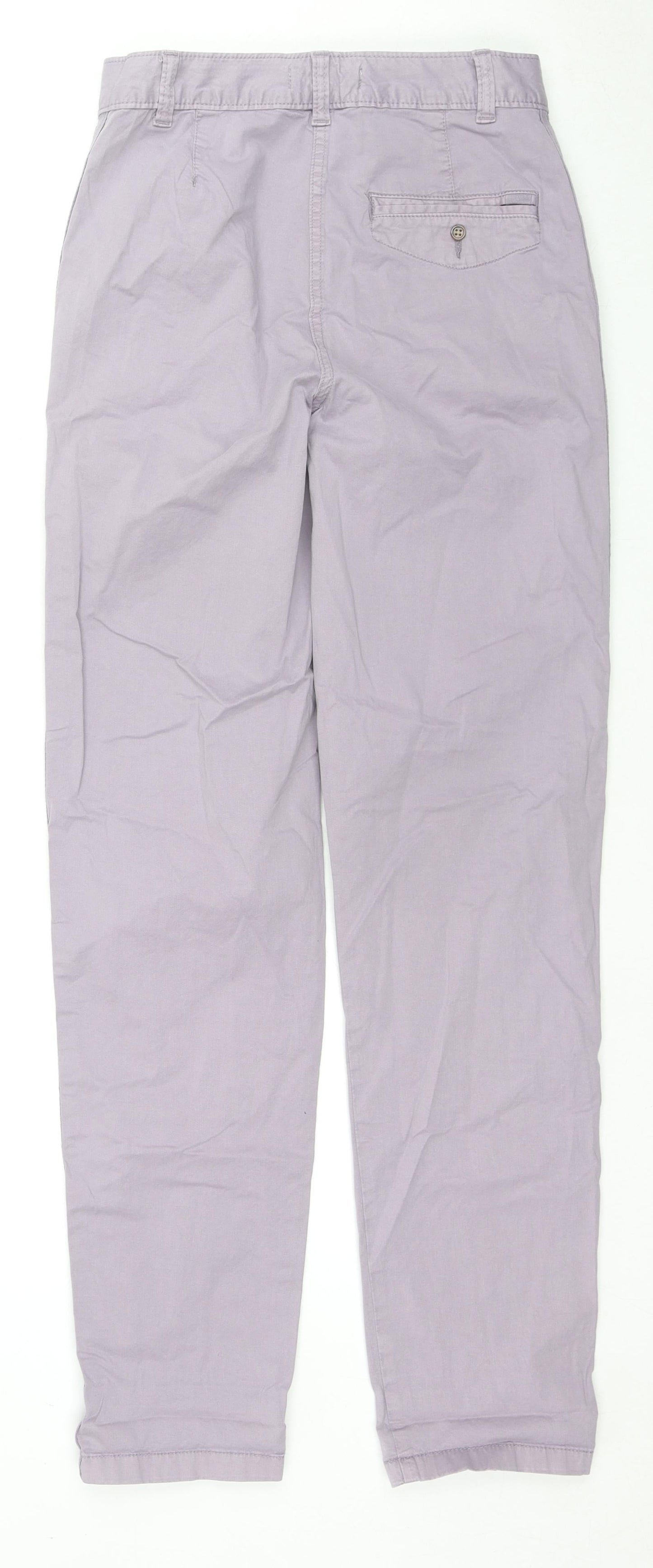 Marks and Spencer Womens Purple Cotton Trousers Size 6 L31 in Regular Zip