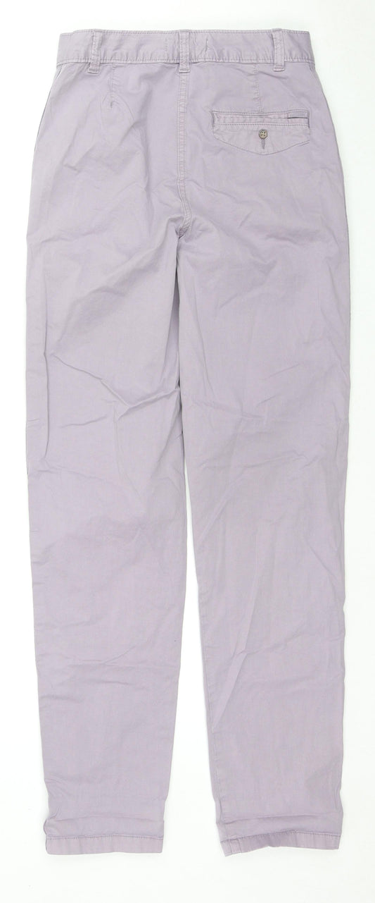 Marks and Spencer Womens Purple Cotton Trousers Size 6 L31 in Regular Zip