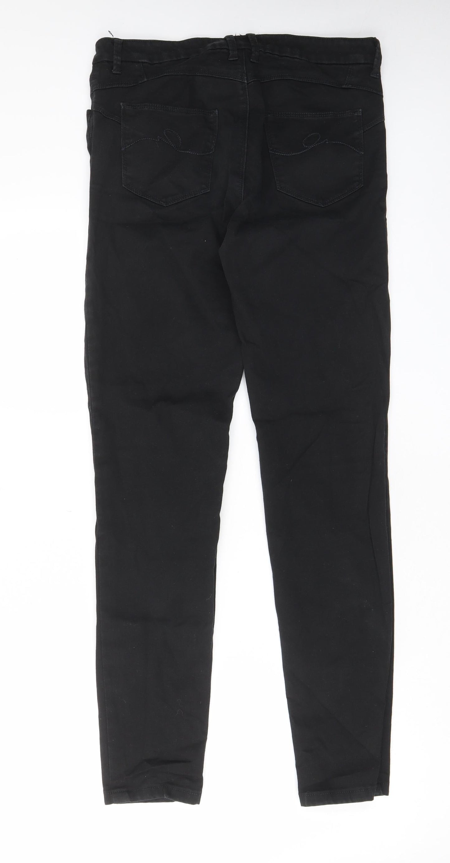 Marks and Spencer Womens Black Cotton Bootcut Jeans Size 30 in L31 in Slim Zip - Pockets, Belt Loops