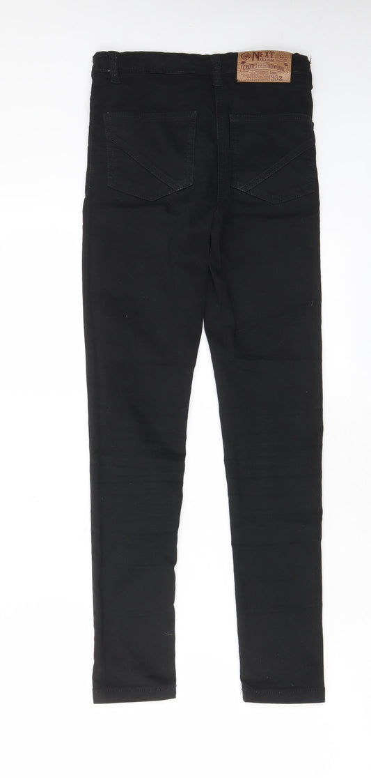 NEXT Girls Black Cotton Skinny Jeans Size 10 Years Regular Zip