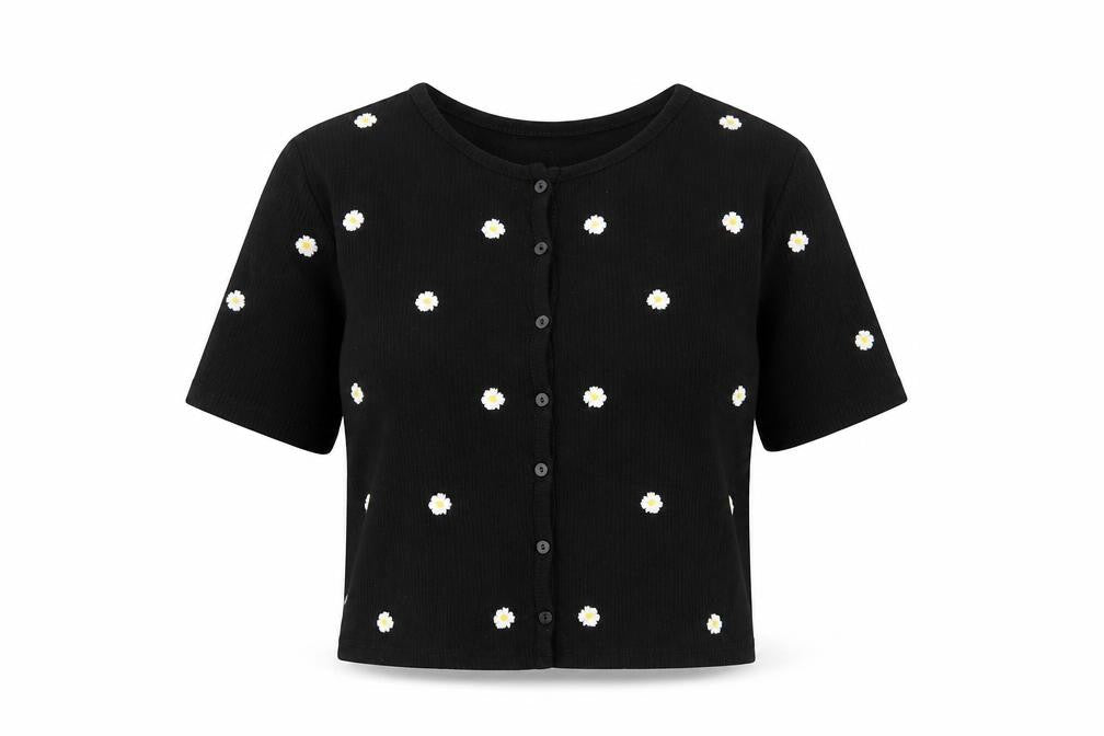 Womens UK Size S Stradivarius Black Viscose T-Shirt