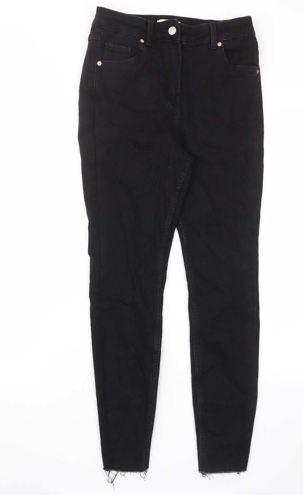 Papaya Womens Black Cotton Skinny Jeans Size 12 L27 in Regular Zip - Pockets, Belt Loops