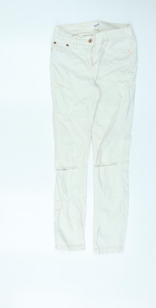 Seed Heritage Womens Ivory Cotton Skinny Jeans Size 8 L25 in Regular Zip