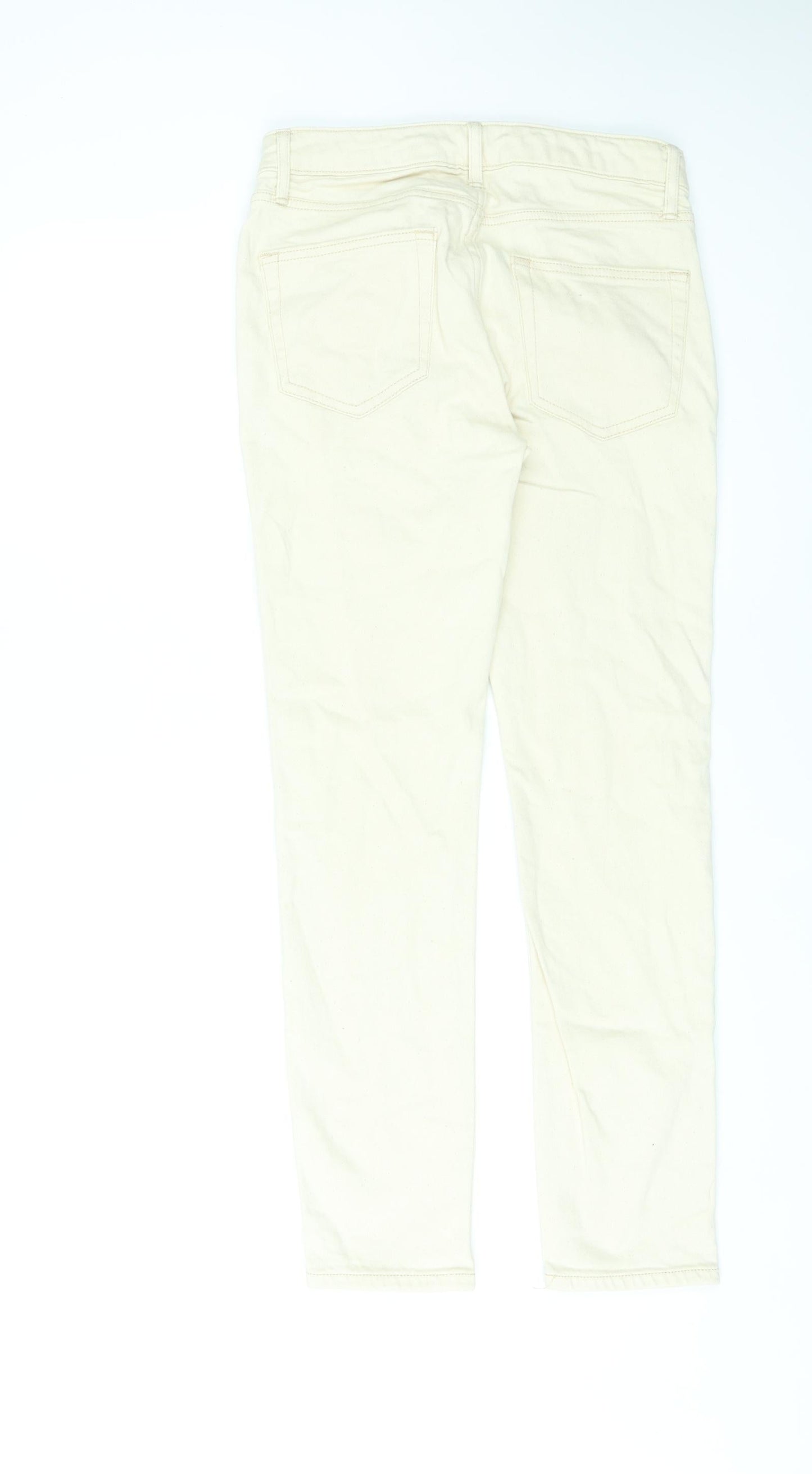 Topman Mens Ivory Cotton Straight Jeans Size 28 in L30 in Regular Zip