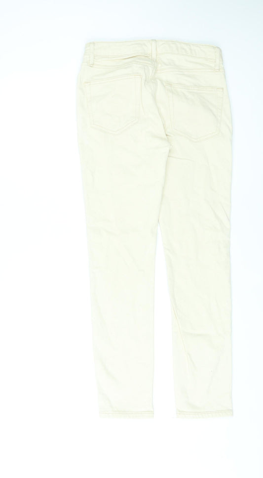 Topman Mens Ivory Cotton Straight Jeans Size 28 in L30 in Regular Zip
