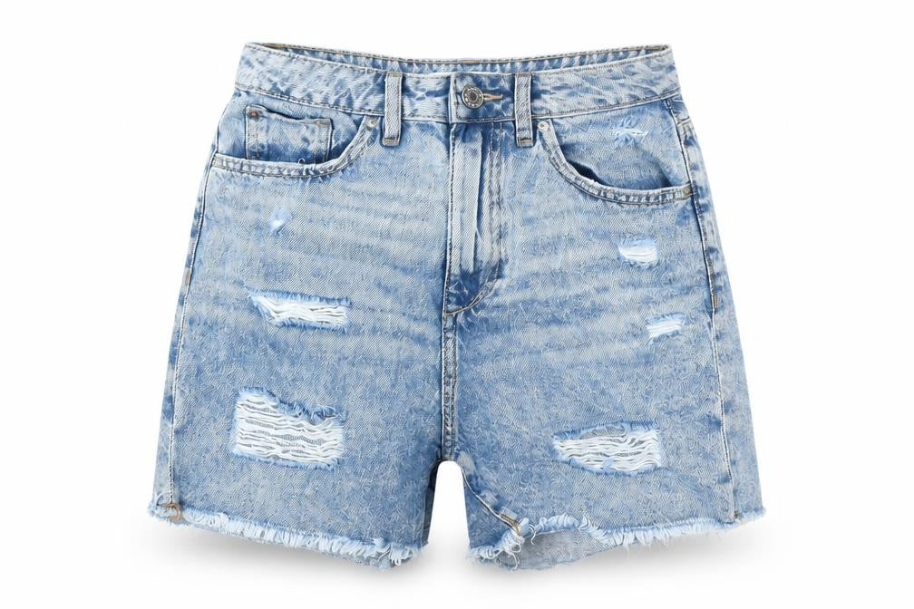 Denim & Co. Womens Blue Cotton Boyfriend Shorts Size 8 L4 in Regular Zip - Raw Hems, Distressed