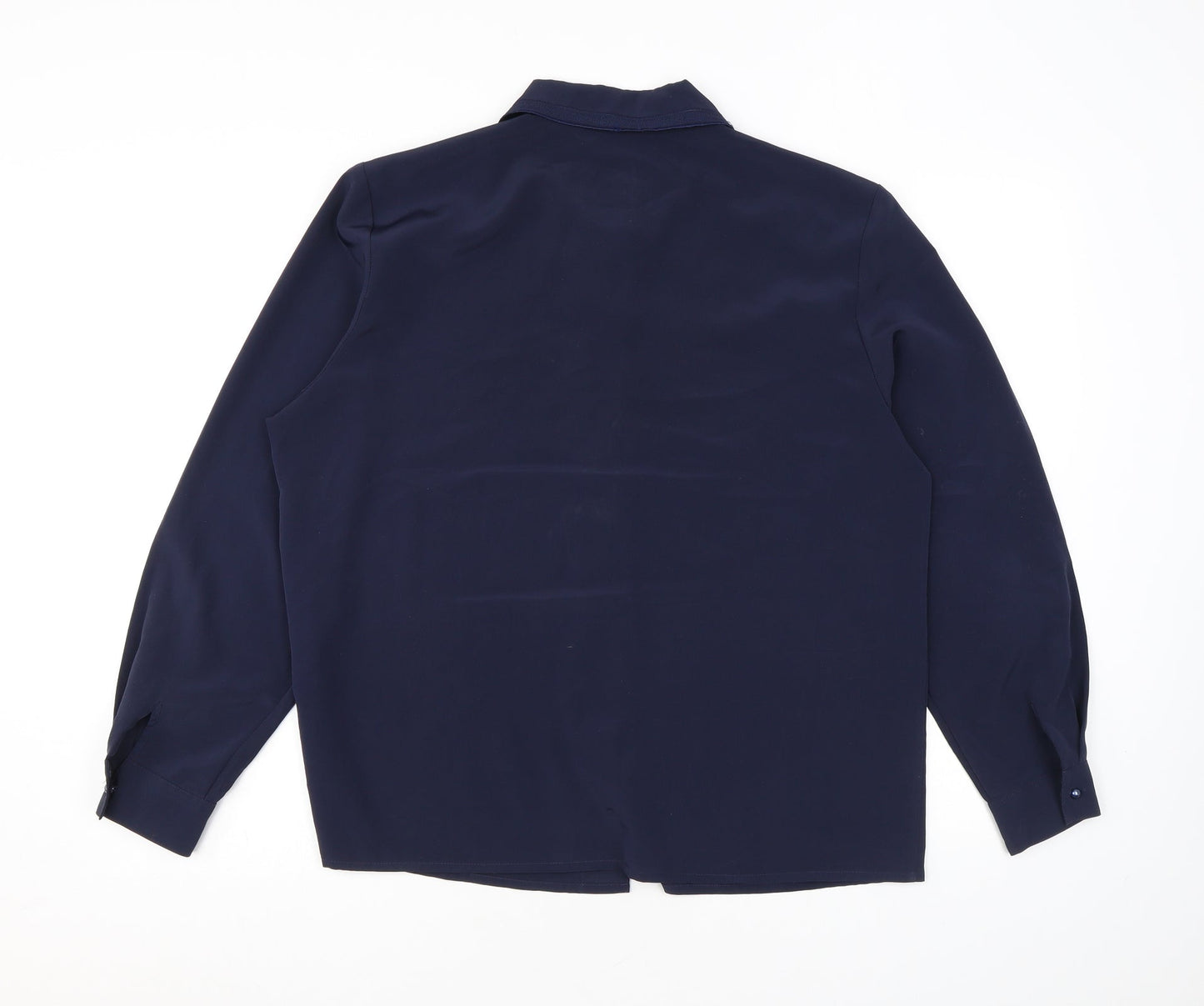 Ursa Bella Womens Blue Geometric Polyester Basic Button-Up Size 14 Collared - Embroidery