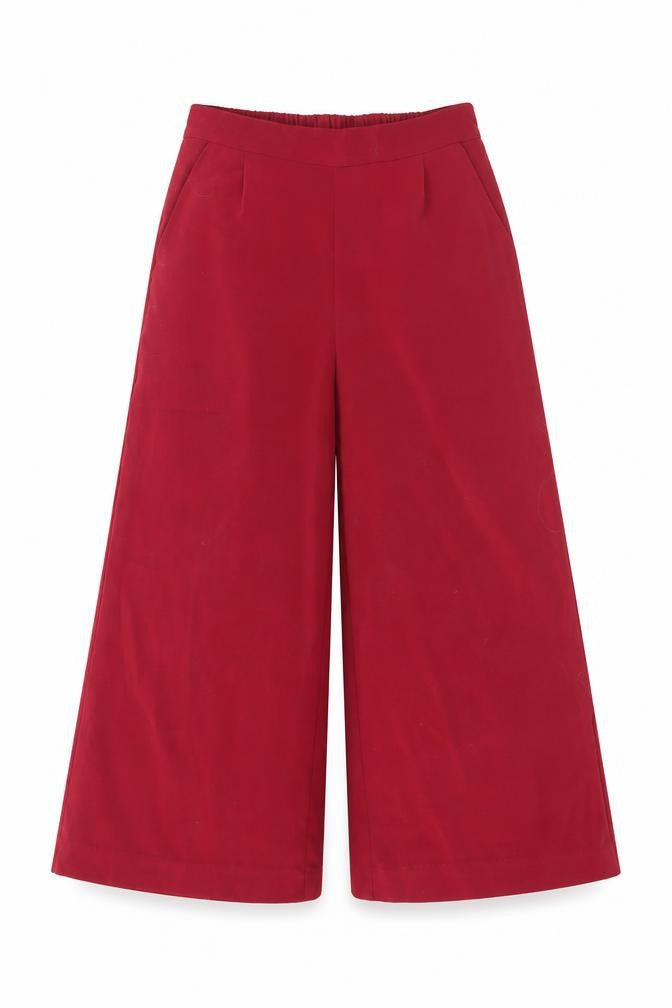 VERO MODA Womens Red Polyester Trousers Size 8 L21.5 in Regular - Elasticated Waist