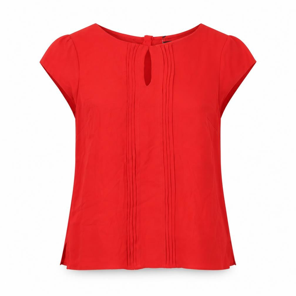 Wallis Womens Red Polyester Basic Blouse Size 10 Round Neck - Keyhole Neck