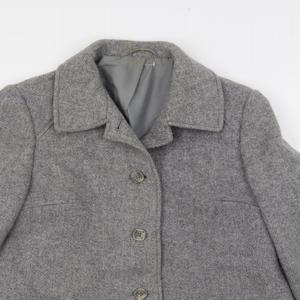 St Michael Womens Grey Pea Coat Coat Size 16 Button - Vintage