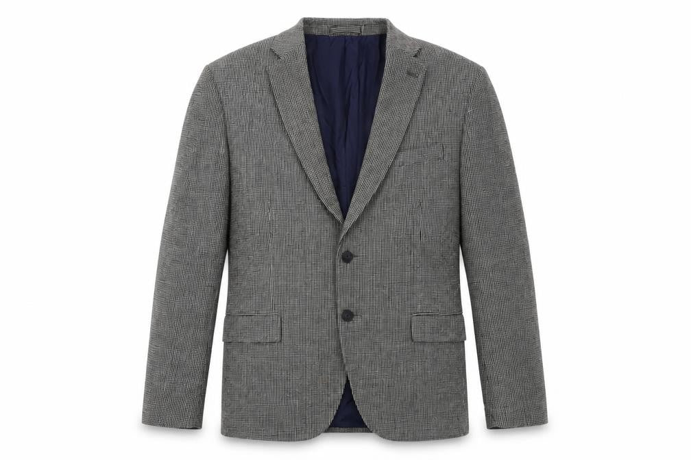 Marks and Spencer Mens Grey Geometric Wool Jacket Blazer Size 44 Regular