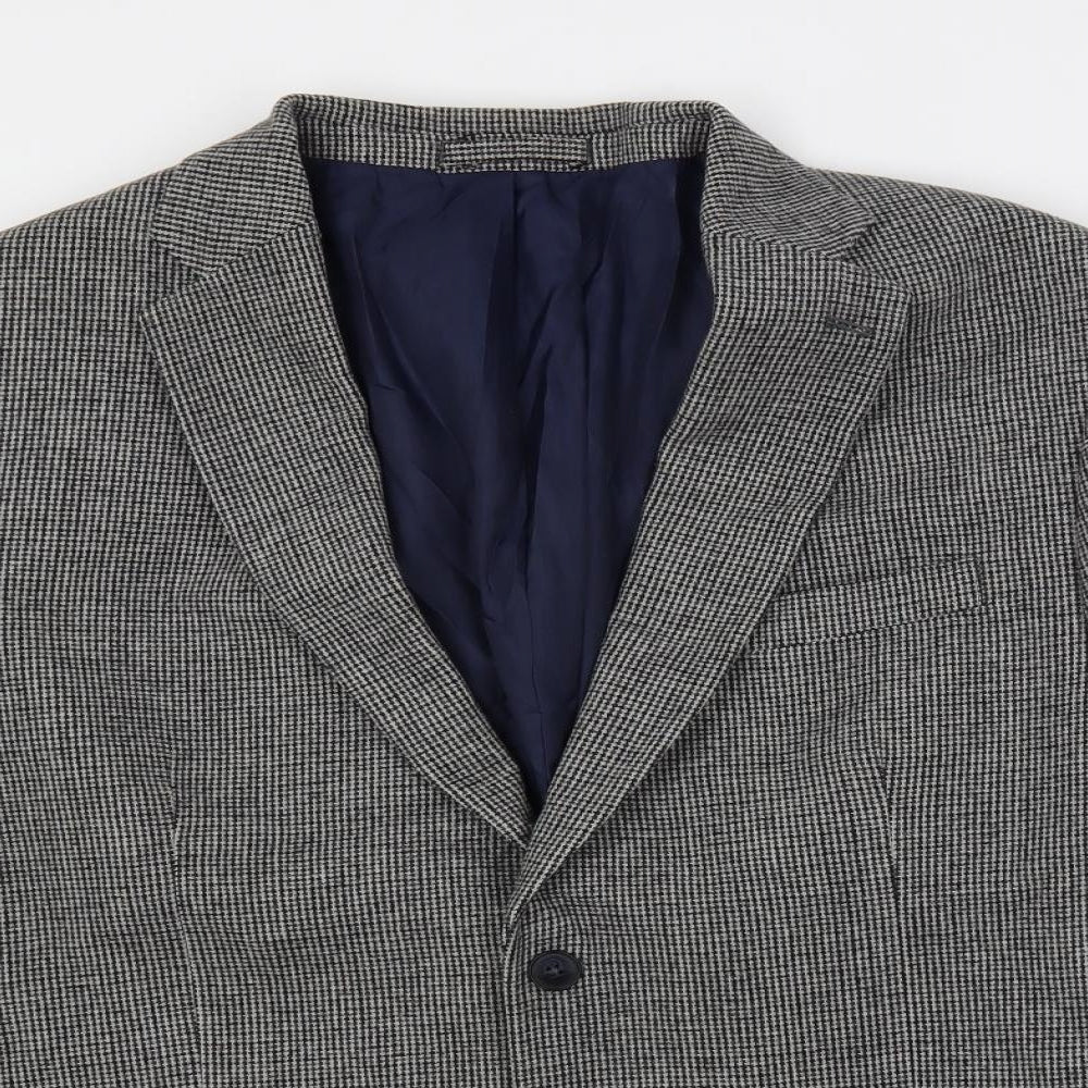 Marks and Spencer Mens Grey Geometric Wool Jacket Blazer Size 44 Regular