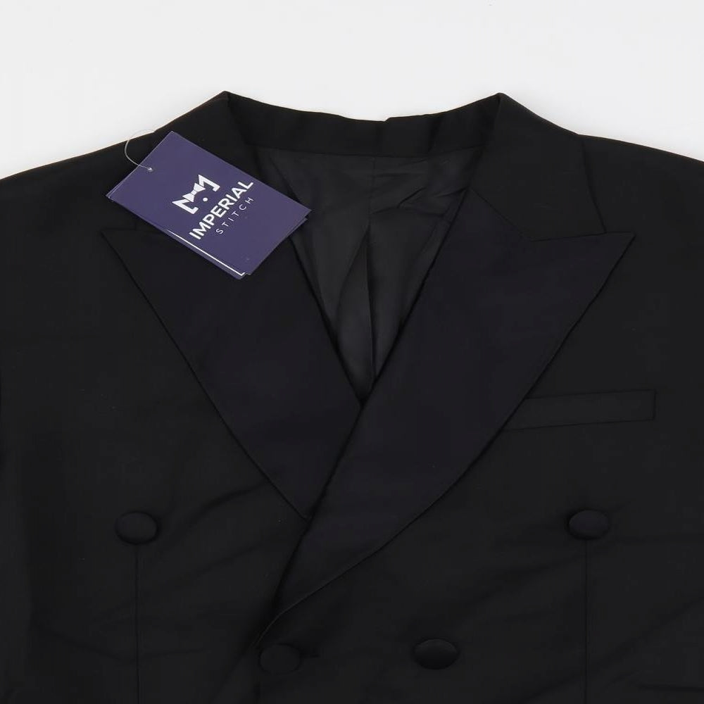 Imperial Stitch Mens Black Polyester Tuxedo Suit Jacket Size 44 Regular