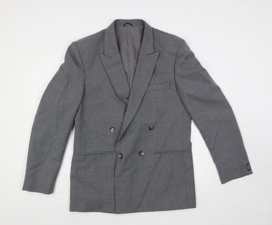 Upper Deck Mens Grey Wool Jacket Blazer Size 40 Regular