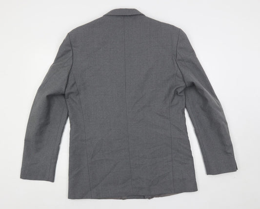 Upper Deck Mens Grey Wool Jacket Blazer Size 40 Regular